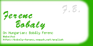 ferenc bobaly business card
