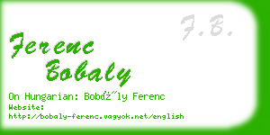 ferenc bobaly business card